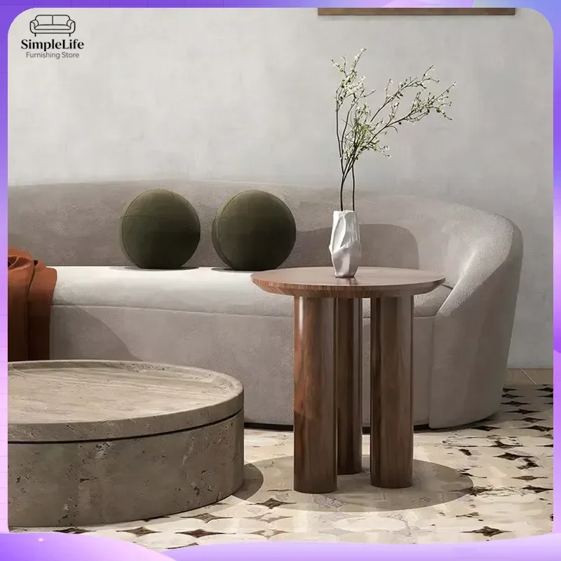 Modern Round Solid Wood Coffee Table for Living Room Minimalist Design Small Space Friendly Scandinavian Style End Table with