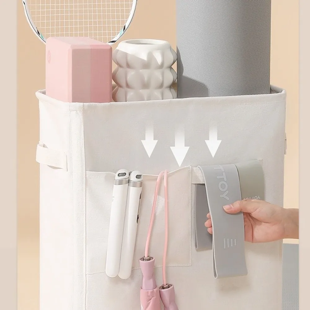 للطي اليوغا حصيرة سلات تخزين سعة كبيرة القماش المنزل الصالة الرياضية تخزين الرف متعدد جيب بلون اللياقة البدنية لوازم المنظم