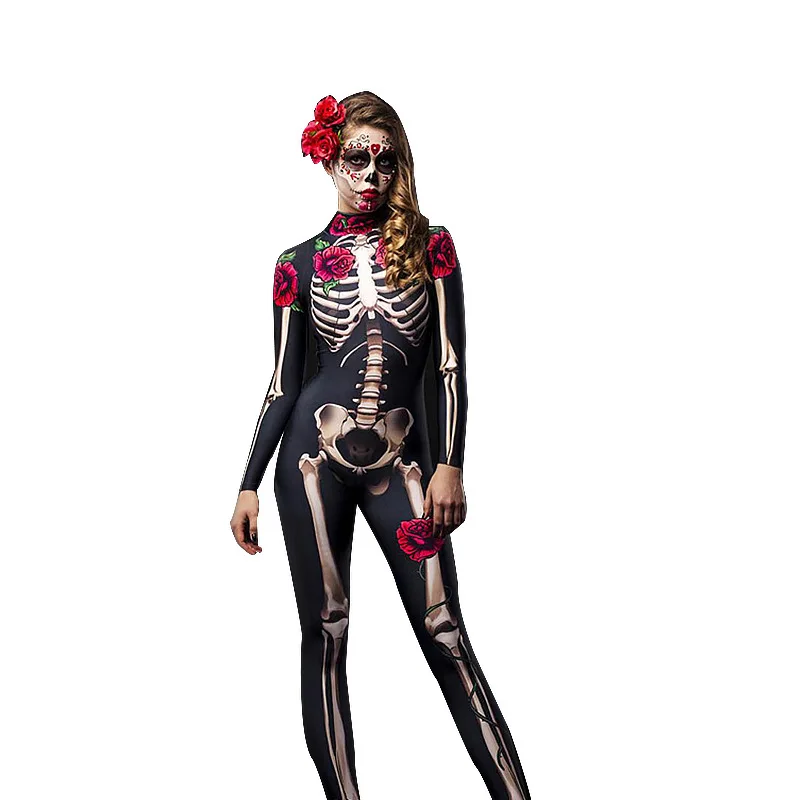 

Halloween Women's Costume, Terrifying Skull Skeleton Jumpsuit, Party Performance Dress