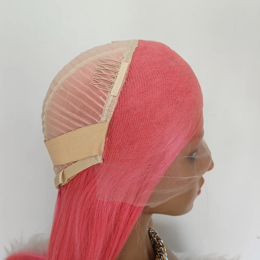 ピンク 13x4 レースフロントウィッグ ナチュラルレミー人毛エクステ ピンクヘアウィッグ 8～30インチ 染色・熱処理可能 密度180%