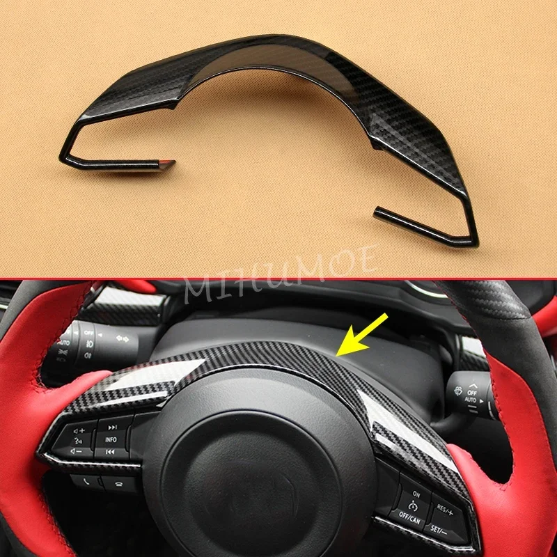 For Mazda 3 CX3 CX5 CX-3 CX-5 Carbon Fiber Steering Wheel Strip Trim Cover Interior Accessories