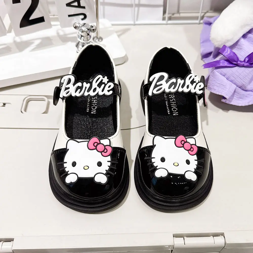 Girly Heart Kawaii Sanrio Anime Hello Kitty Princess Shoes Cute Cartoon Children Soft Ins Black Board Shoes Lovely Gifts for Kid