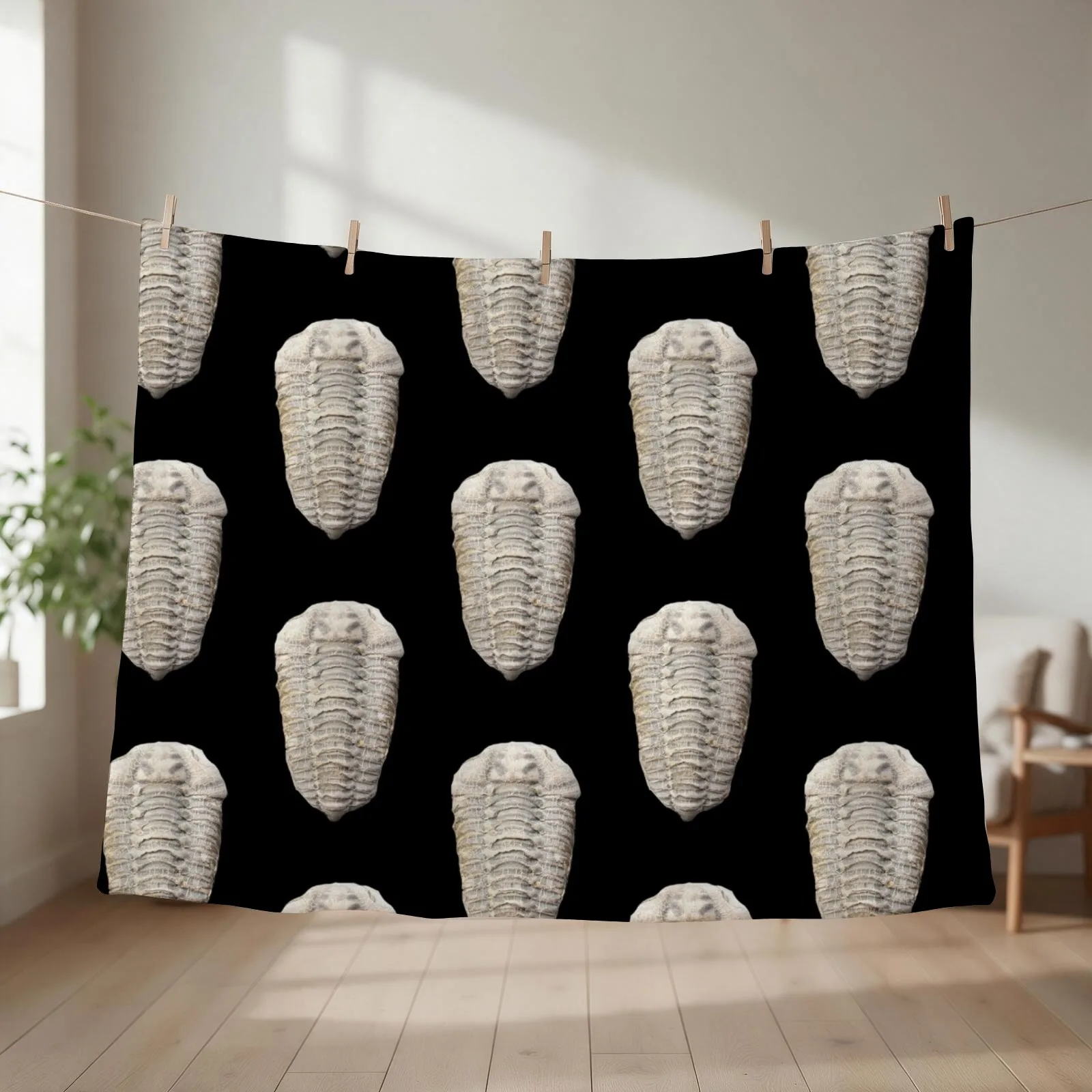 New Trilobite- Fossil Throw Blanket couch cozy soft plush fuzzy picnic outdoor blanket