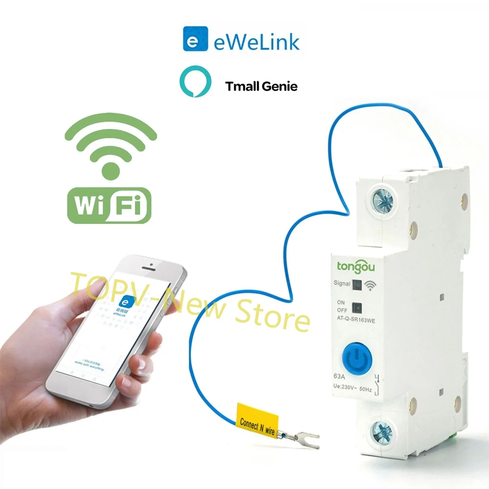 WIFI Circuit Breaker Smart Switch Remote Control by Ewelink APP for Smart Home 16A 25A 32A 40A 50A 63A Circuit Breaker DIN ​Rail