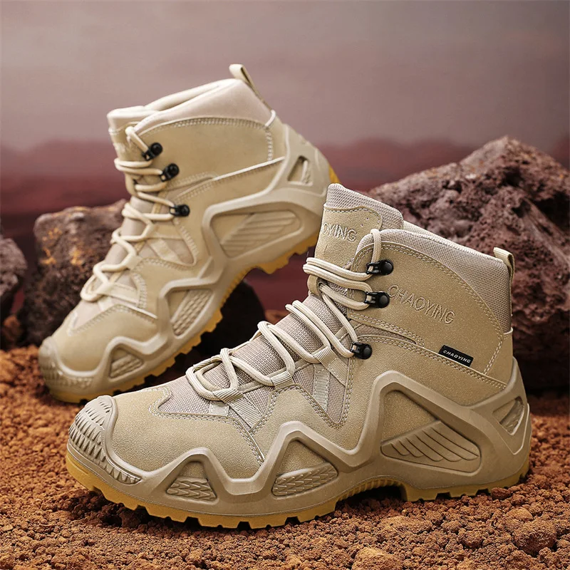 Mens Military Desert Waterproof Work Safety Shoes Climbing Hiking Shoes Ankle Men Outdoor Men Tactical Boots Army Boots