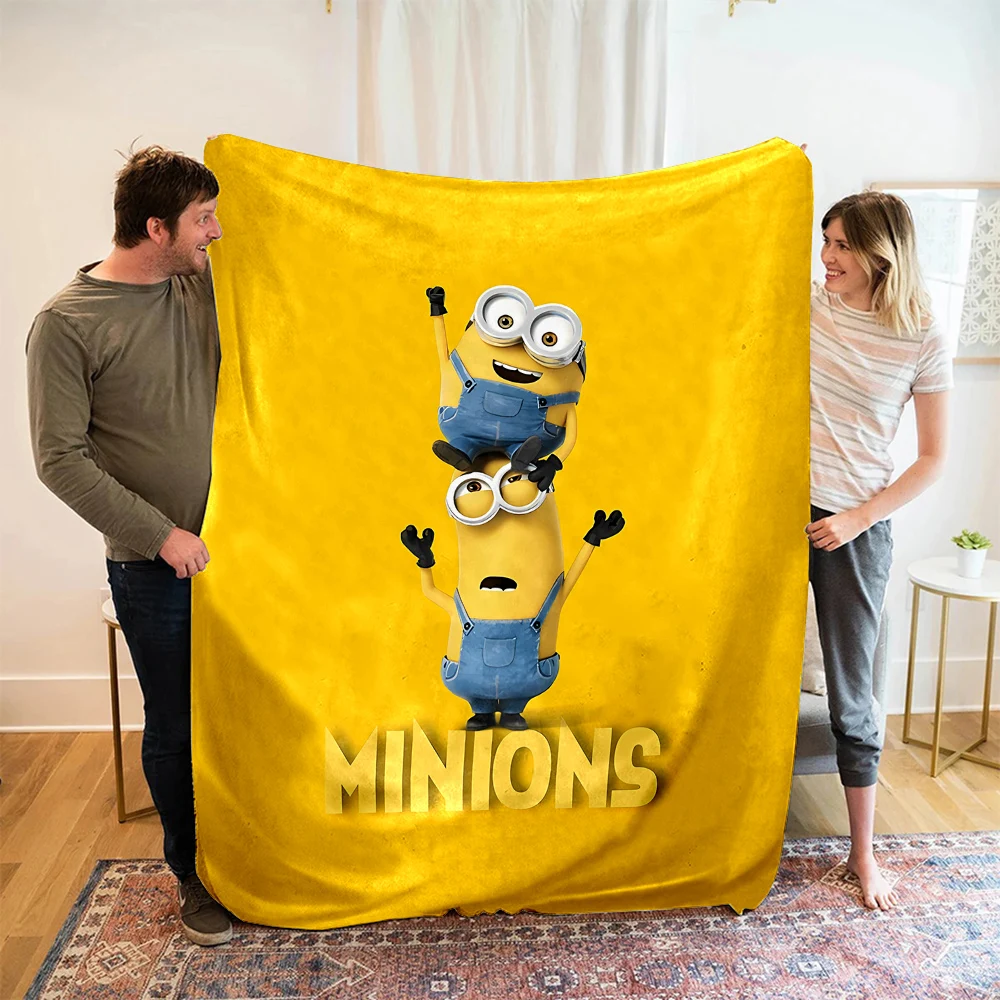 6 Sizes Warm Soft Minions Character Custom Blanket Fluffy Children and Adults  Sofa Plush Bedspread Throw Blanket for Sofa Bed