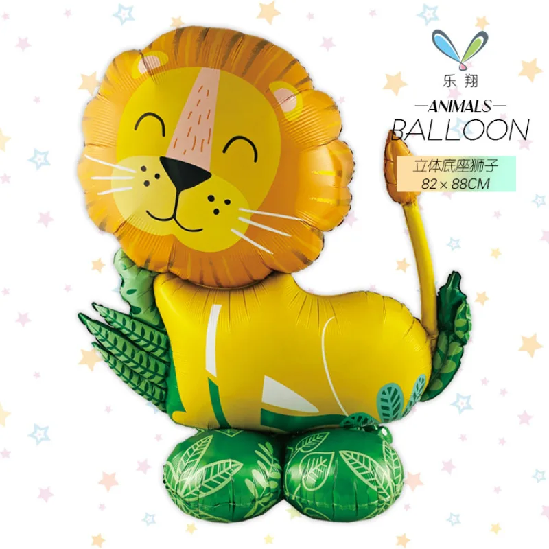 

New Style Standing Animal Aluminum Film Balloon Base Giraffe Lion Tyrannosaurus Rex Jungle Theme Decorative Layout