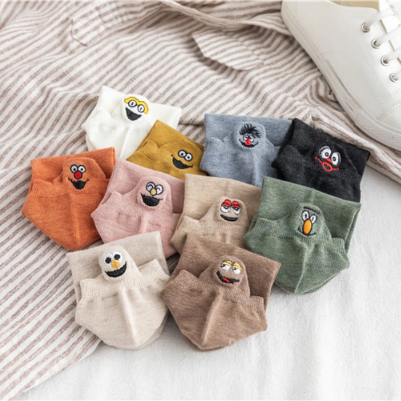 10 Pairs Women Cute Socks Cotton Kawaii Embroidered Funny Low Cut Socks for Women Girls Ankle Socks Harajuku Girls School Gifts