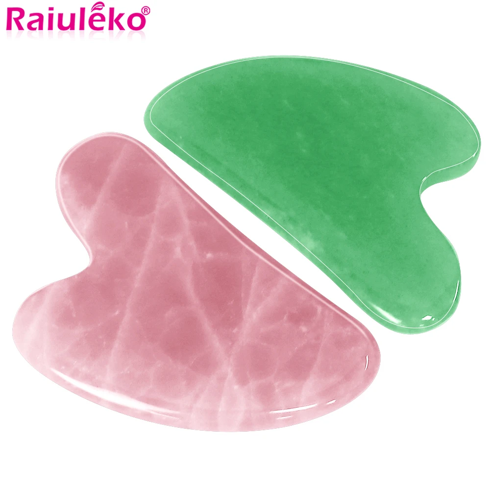 

Natural Jade Gua sha Stone Board Massage Rose Quartz Guasha Plate Jade Face Massager Scrapers Tools For Neck Back Full Body Arm