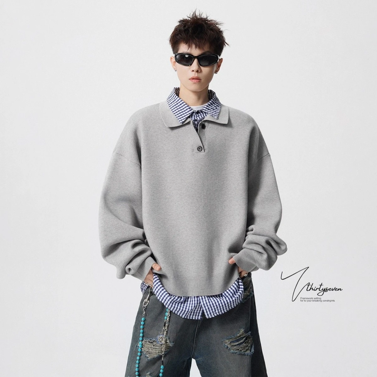 

Американский вязаный свитер, мужской осенний модный брендовый ретро ленивый полосатый цветной свитер с длинным светом из мягкого полиэстера Ca...