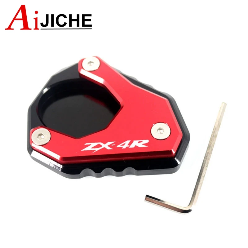 Motorcycle CNC Kickstand Foot Side Stand Extension Pad Support Plate Enlarge Fit For ZX-4R ZX-4RR ZX4R ZX4RR ZX 4R 4RR 2023