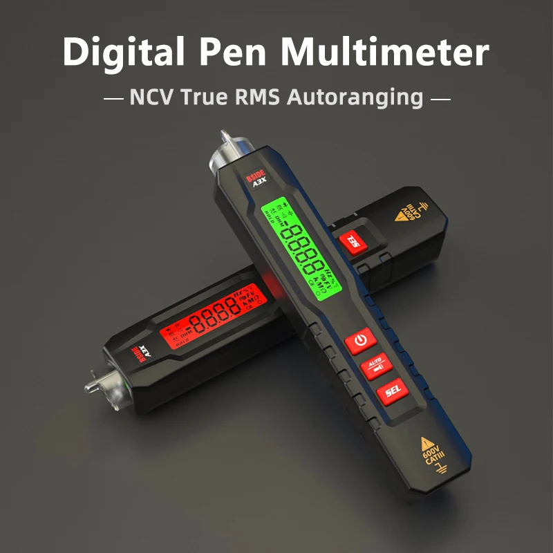 BSIDE Digital Smart Multimeter A3X Pen Type Tester Voltmeter DC AC Voltage Capacitance Ohm Hz Diode Continuity NCV Live test