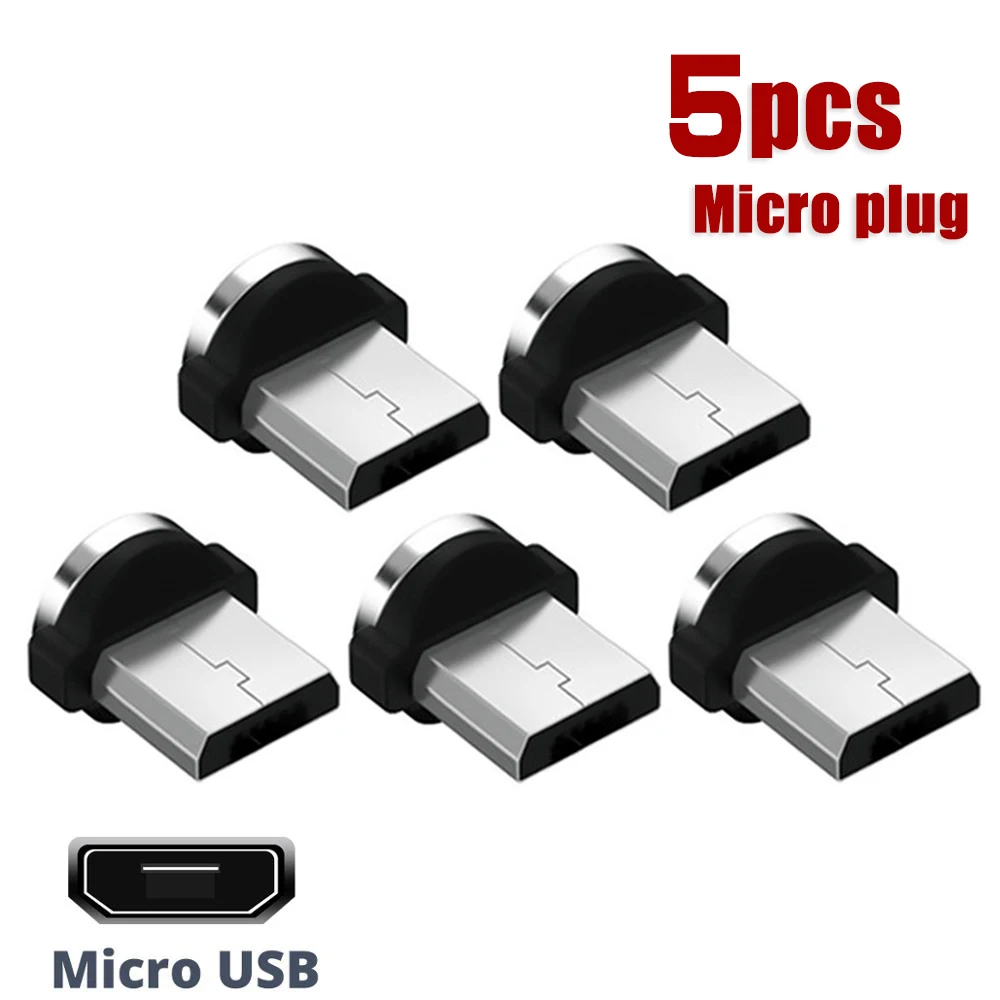 5 Pcs 360 Rotation Magnetic Tips For Mobile Phone Charge Replacement Parts To Use Durable Converter Charging Cable Adapter