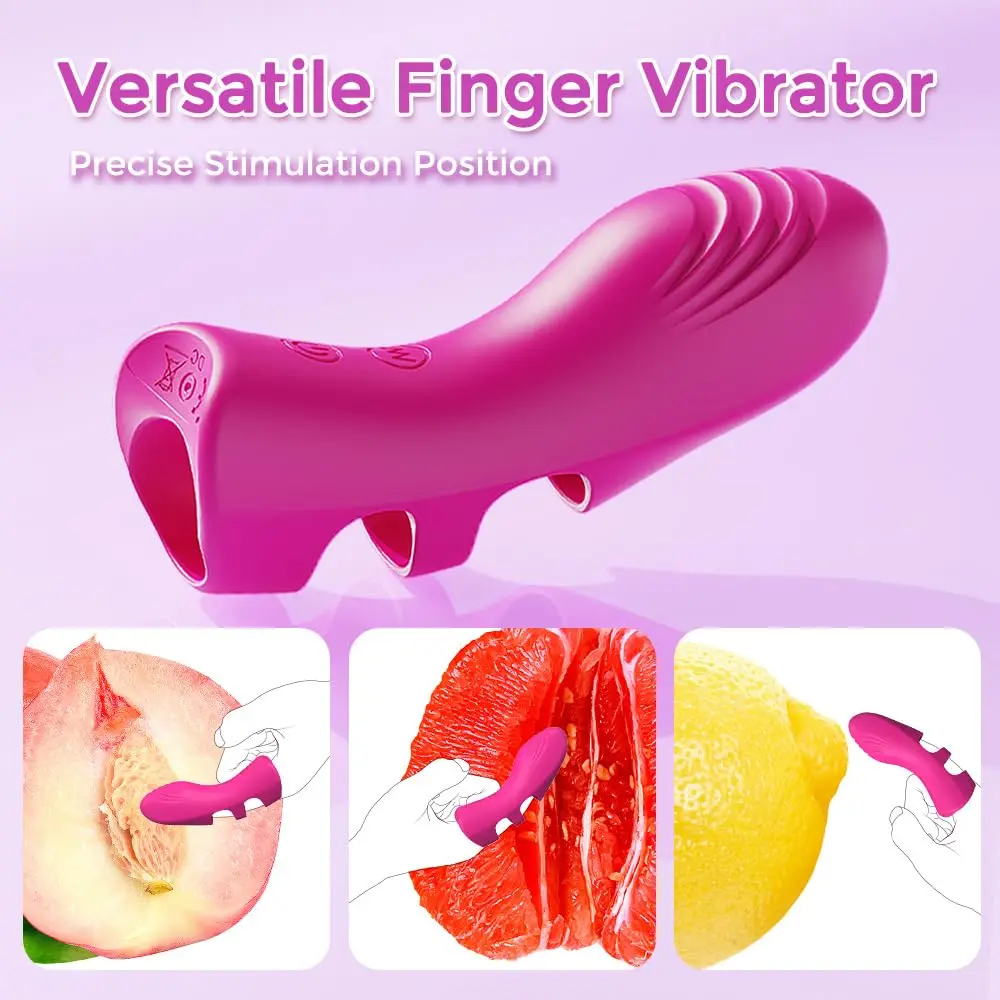 Vibrador de dedo para adultos, juguete sexual femenino, 9 tipos de vibración y función de calentamiento, clítoris, punto G, chupete