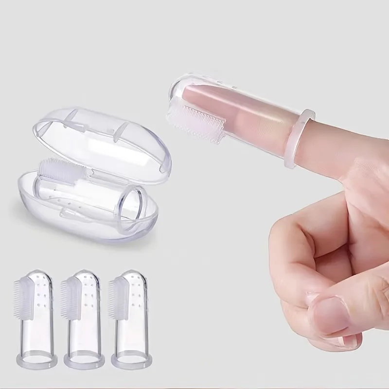 Liquid Silicone Baby Fingerbrush, Bristle Finger Toothbrush, Infant Tongue Moss Oral Clean Toothbrush, Portable for Travell