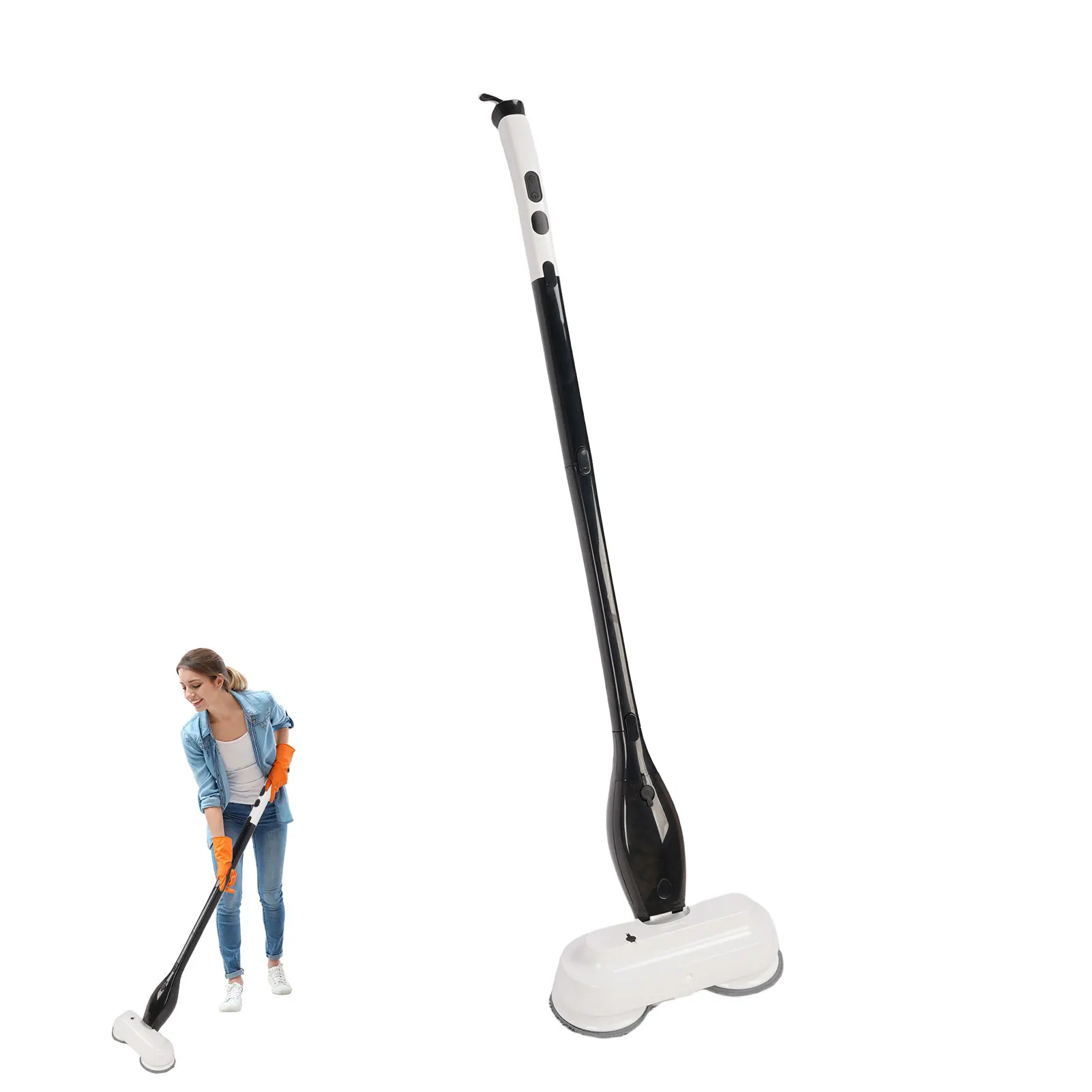 ممسحة تنظيف كهربائية متعددة الوظائف 2 في 1 رؤوس فرشاة 260 دورة في الدقيقة 800 مللي خزان 4000 مللي أمبير في الساعة 50 دقيقة مقبض قابل للتعديل