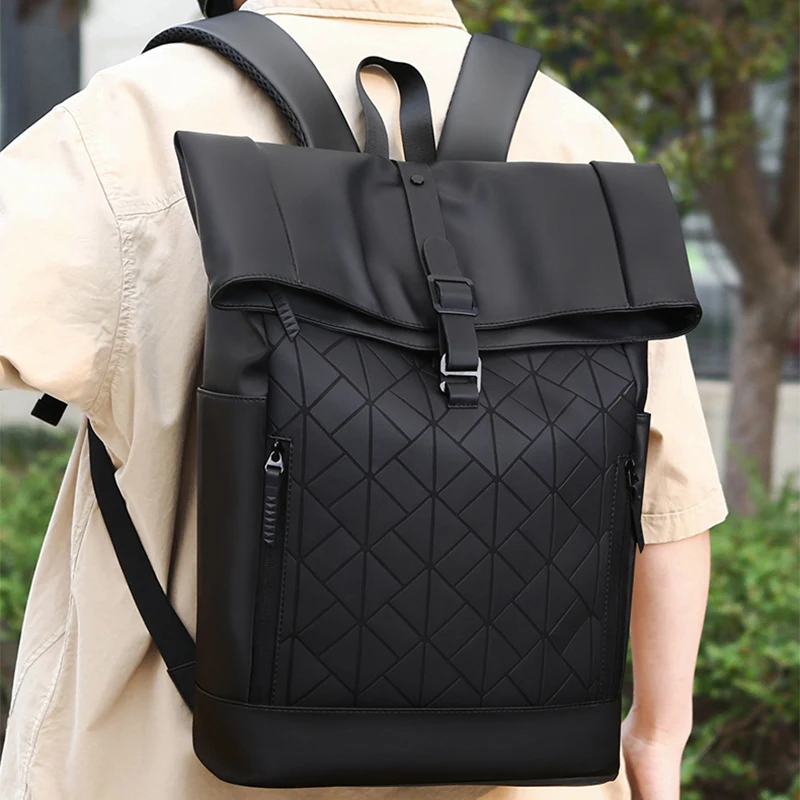 

Black Diamond Check High Quality Backpack Men Designer Multi-pockets Purple Backpacks Solid Leather Tote Boys School Travel Bag