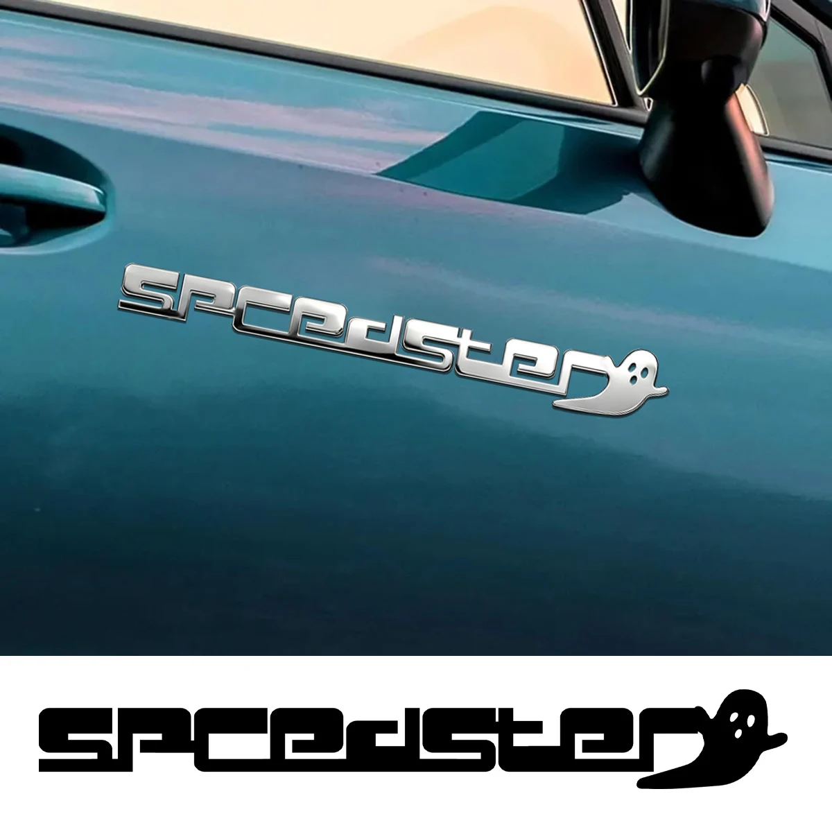 

Stainless Steel Waterproof Custom Text Font 3d Metal Stickers Car Body Decal Creative DIY Decaration Halloween Ghost Accessories