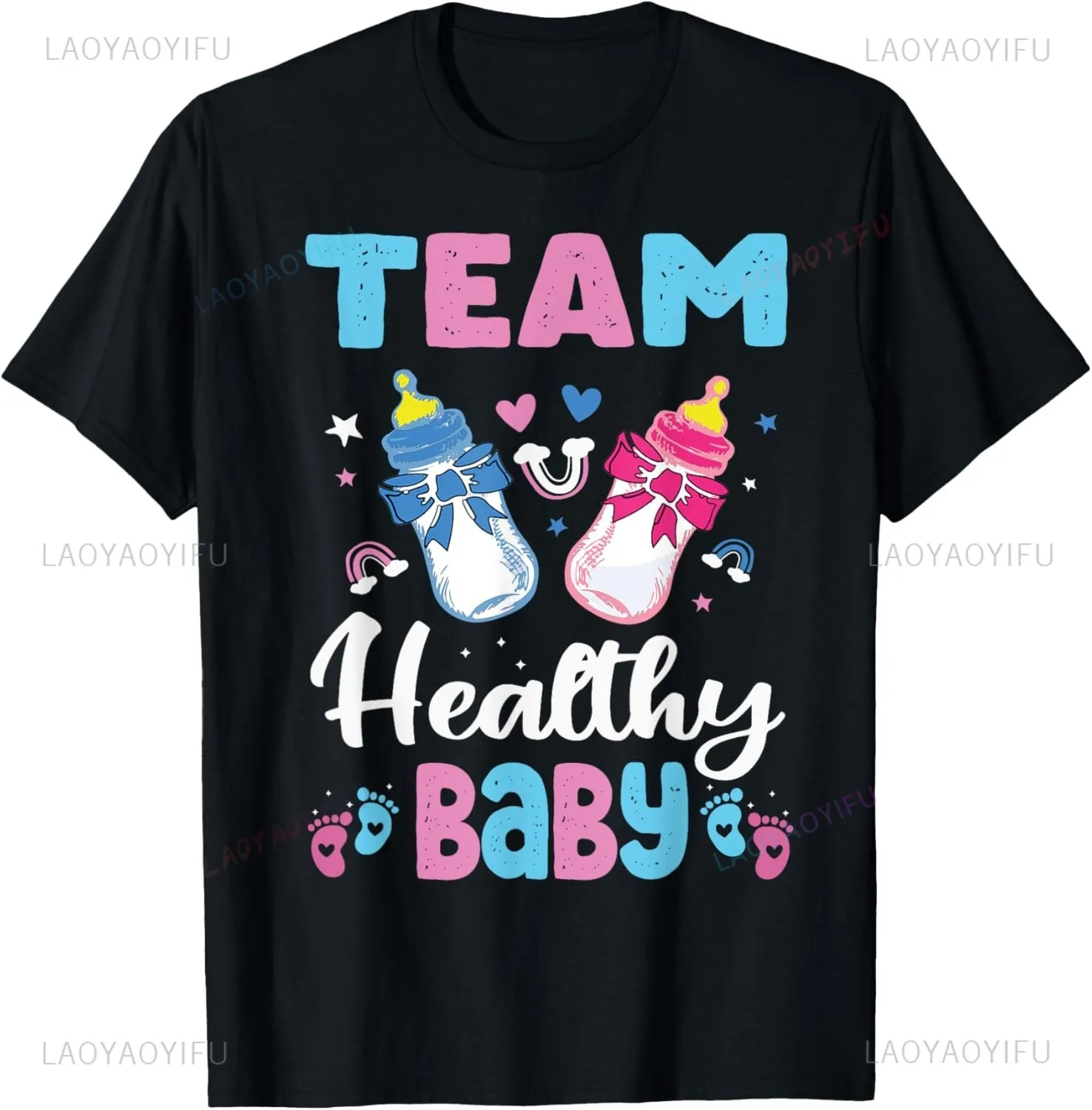Funny Gender Reveal Party Team Healthy Baby Printed T-shirt Woman Man Summer Cotton Clothes Ropa Hombre O-neck Fashion