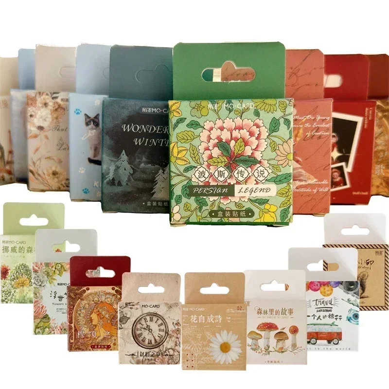 45/46 Stuks Doos Stickers Kawaii Mini Dieren Bloemen Verscheidenheid Stijlen Dagboek Handgemaakt Papier Label Zegel Diy Decoratief Briefpapier 4Cm
