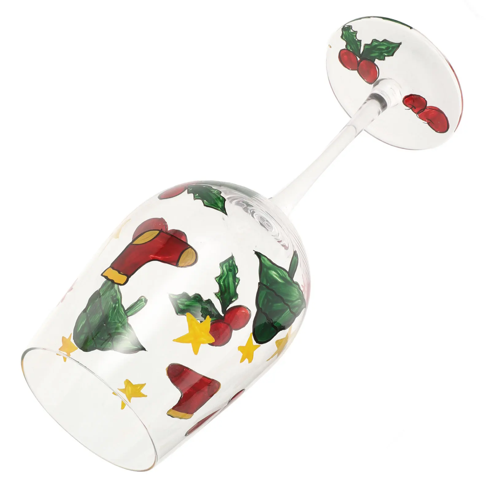 

Christmas Hand-Painted Wine Glass Goblet Tall Glass Wine Cup Reusable Decorative Cocktail Cup for Xmas Party Drinks Goblets