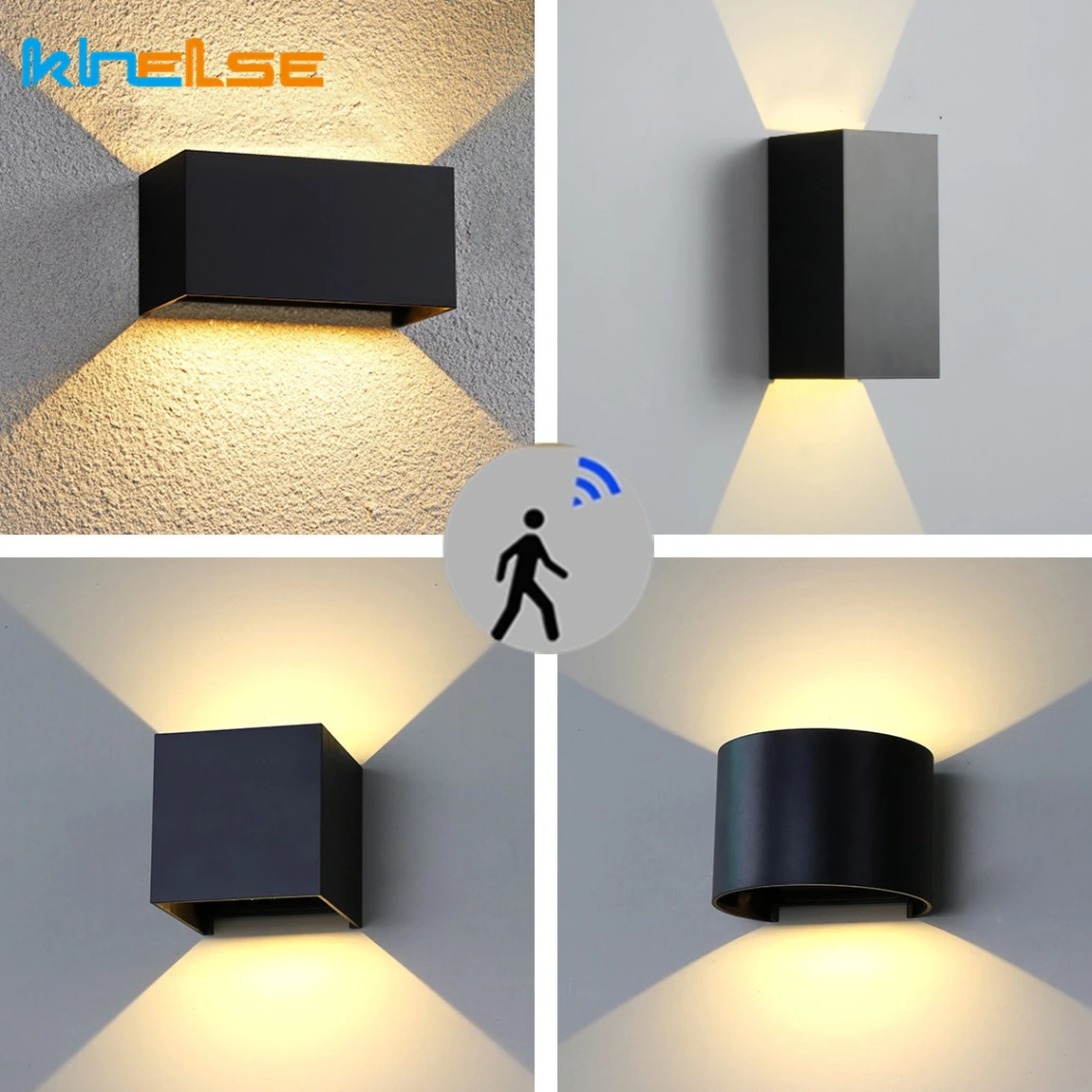 Lámpara LED de pared con Sensor de movimiento PIR para exteriores, candelabro de aluminio ajustable, impermeable, 12W