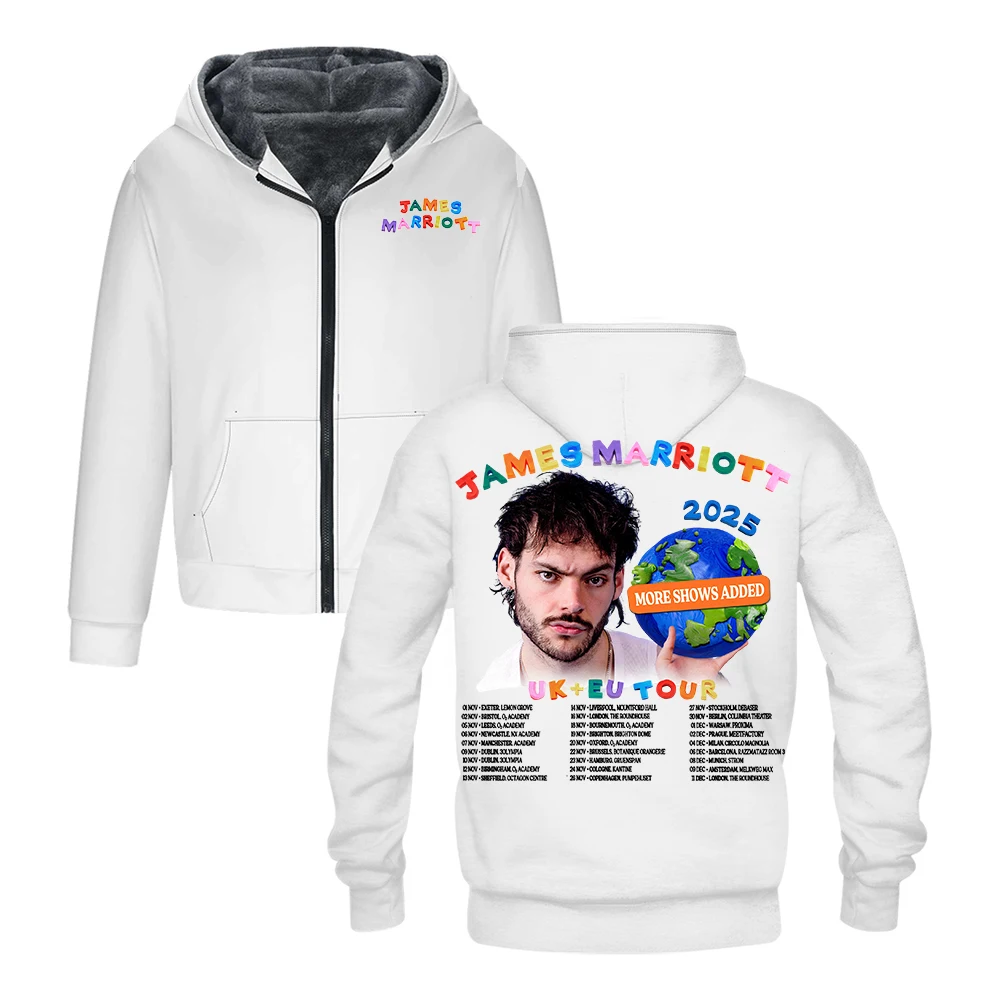 

James Marriott UK & Europe Tour 2025 Zipper Hoodies Long Sleeve Streetwear Women Men Jacket Parkas Unisex Winter Coat
