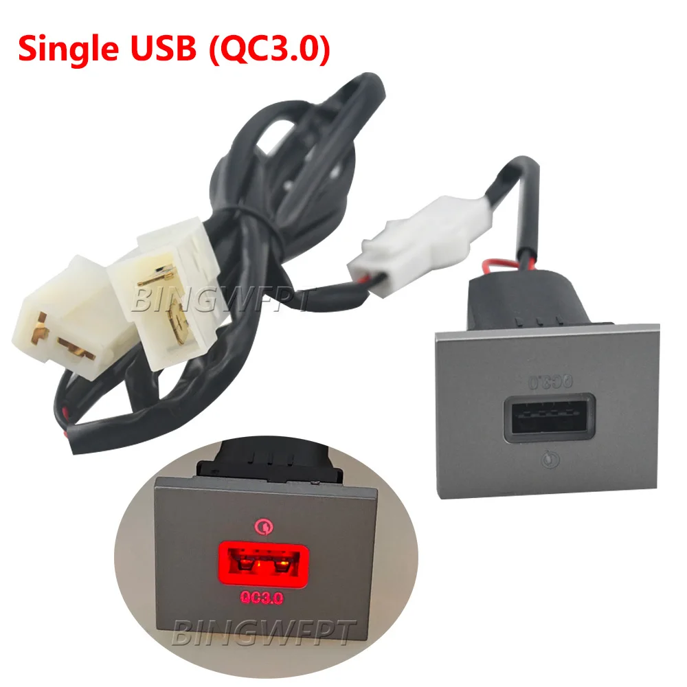 Auto Phone Fast Charging Adapter Car Charger QC3.0 Type C PD USB Interface Socket Switch For Ford Focus 2 mk2 2009 2010 2011
