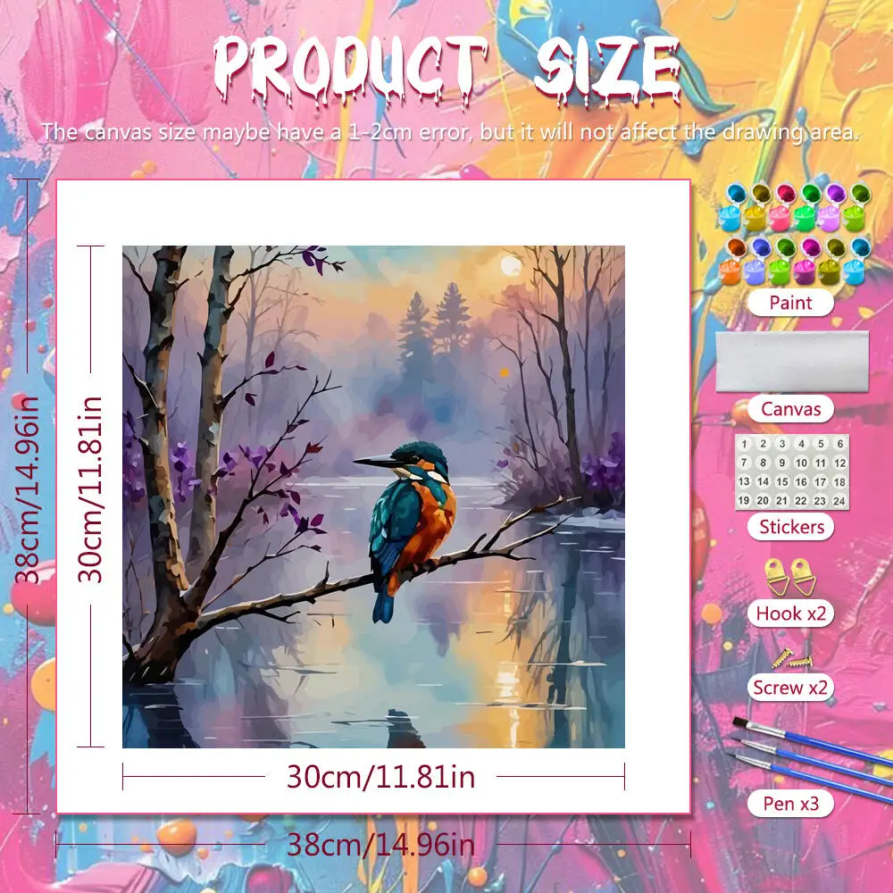 Huacan Digital Oil Painting Bird Animal DIY Painting By Numbers Tree Drawing On Canvas Arts Crafts Living Room Modern Home Decor