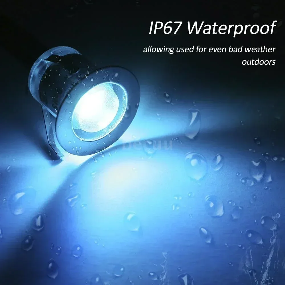32mm LED Recessed Deck Lights 06W 500LM SMD2835 In Ground Wall Light Small Waterproof Outdoor 16 RGBW Colors