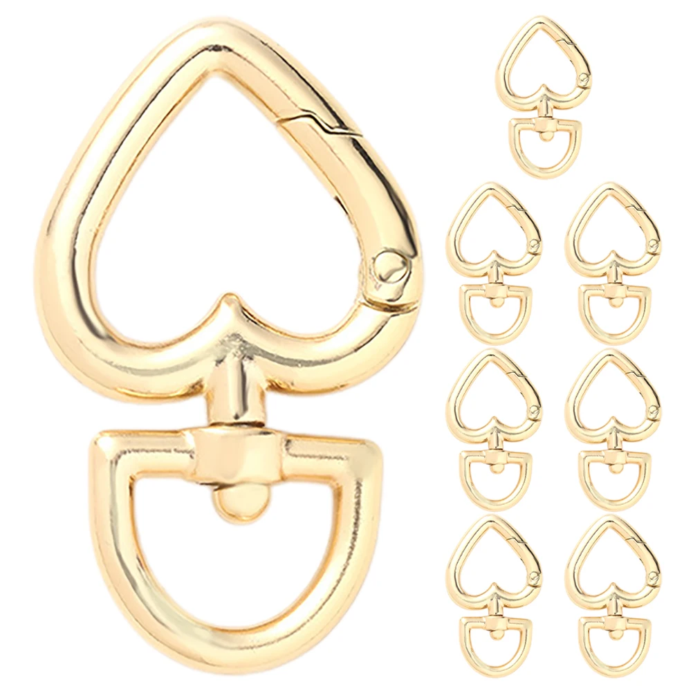 

8 PCS Metal Heart Keychain Ring DIY Accessories Golden Zinc Alloy Clasps for Jewelry Making