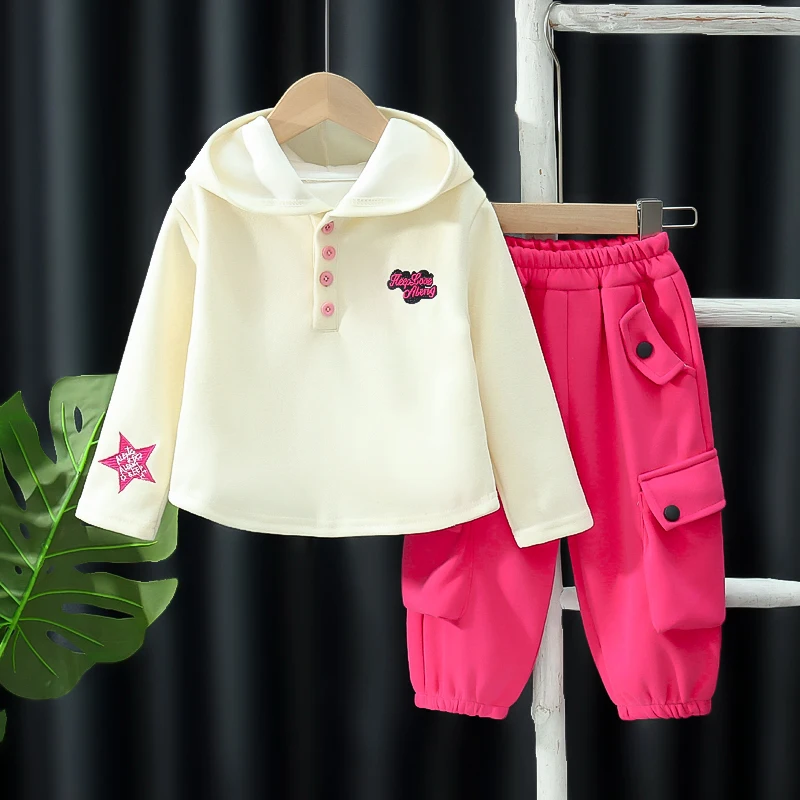 

Весенне-осенний модный тренд для маленьких девочек, толстовка с пятиконечной звездой, штаны для маленьких девочек, комплекты из двух предметов