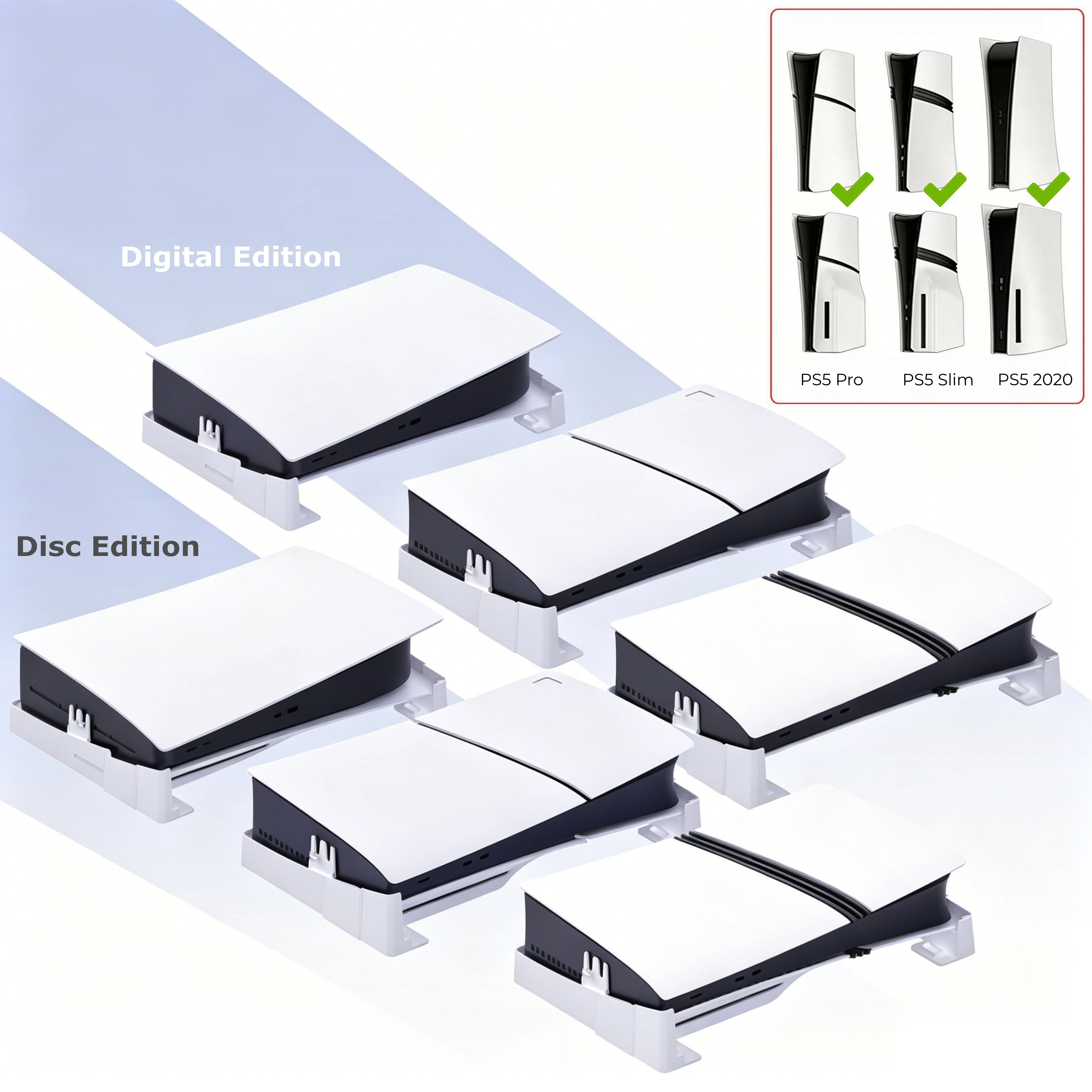 PS5/Slim/Pro Horizontaler Ständer für Disc- und Digital-Konsolen, Schützender Stabiler PlayStation 5 Ständer, Skalierbares Design für PS5-Zubehör – Detail 8