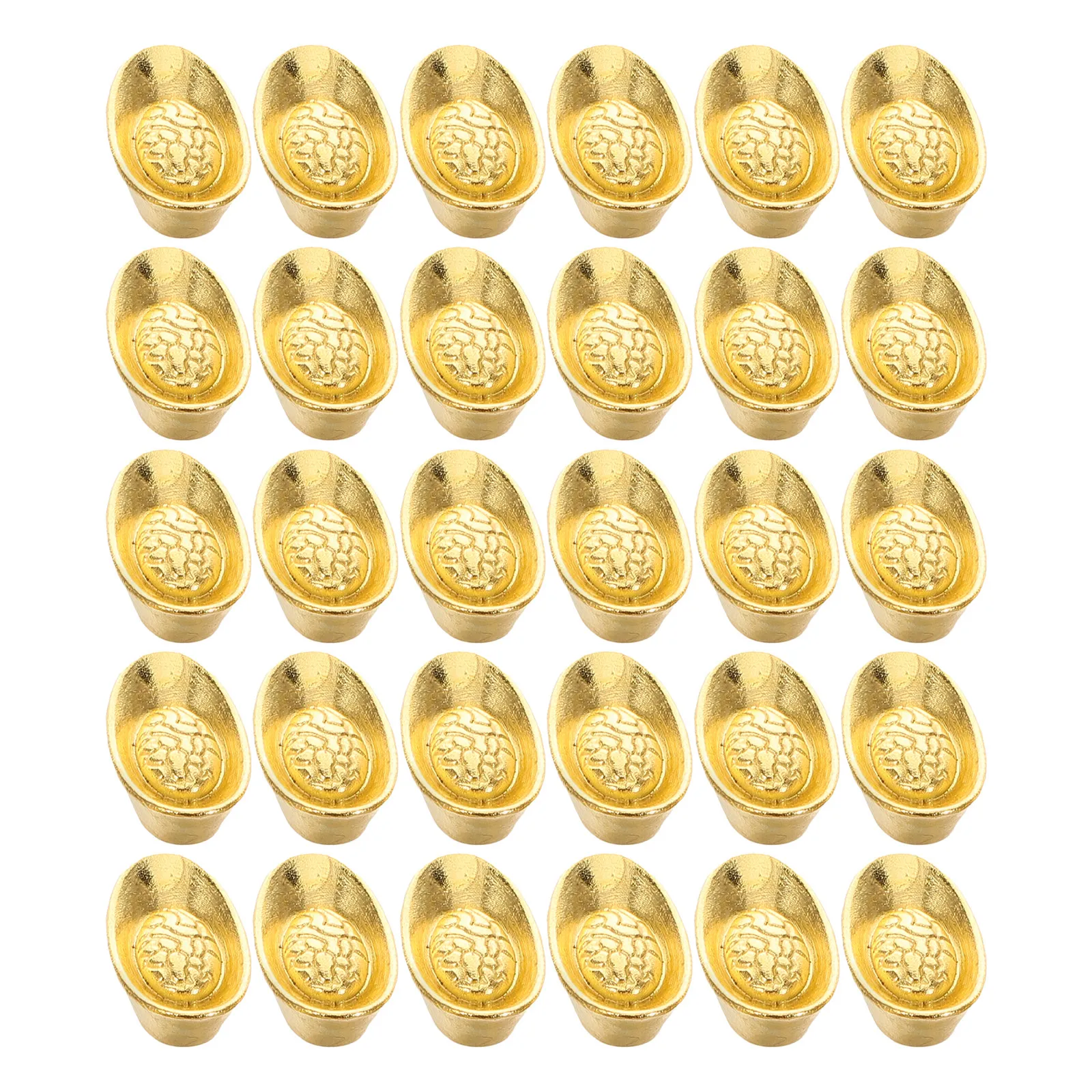 30Pcs Chinese Golden Feng Shui Yuanbao Mini Ingots Desktop Ornament Home Office Decoration Prosperity Wealth Lucky