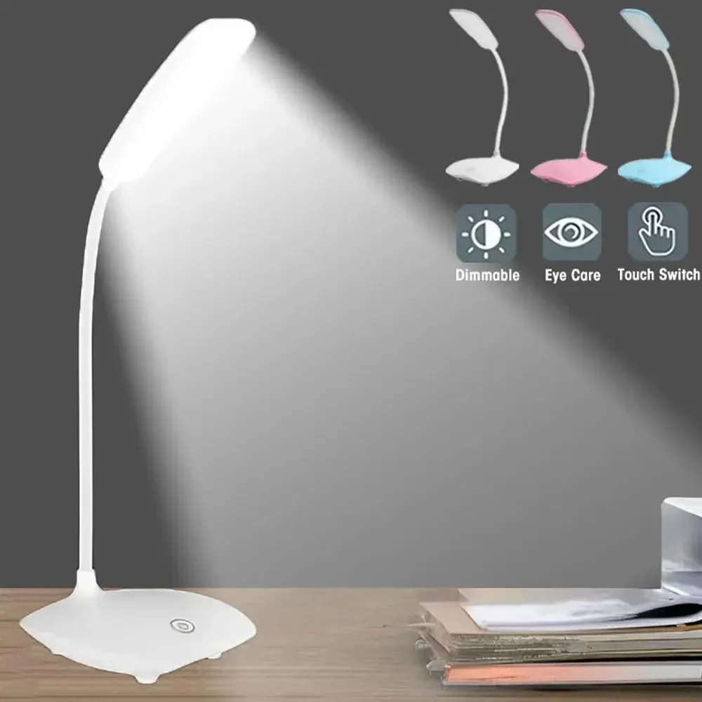 LED Foldable Desk Lamp Touch Switch Dimmable Table Lamp USB Rechargable Table Light Night Light Portable Table Reading Lamp