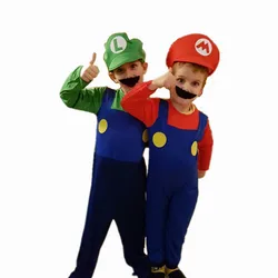 Halloween Cosplay Super Brothers Luigi Bros Costumes Plumber Game Fancy Dress Up Party Clothing