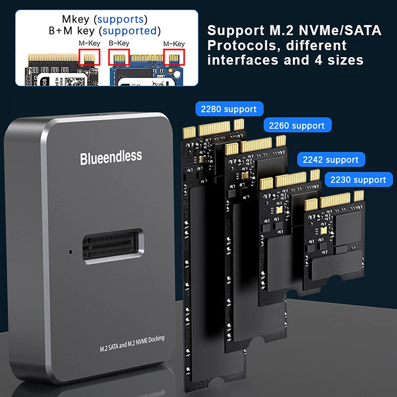 Estación de acoplamiento M2 Nvme de alta calidad, USB M, 2, USB C, carcasa SSD, NVME y NGFF Hdd SSD, Base de estación de acoplamiento, 1 unidad