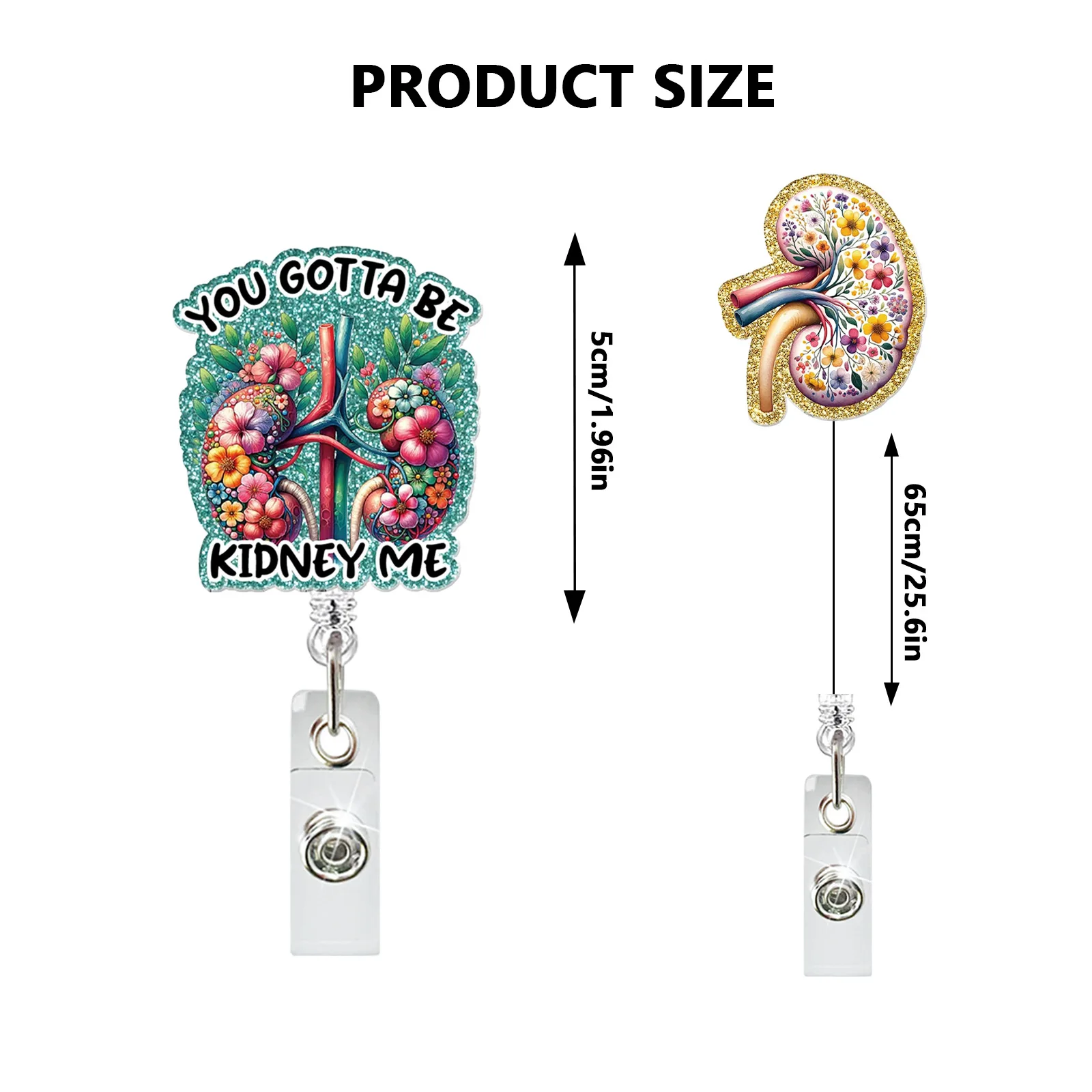 New Arrival 1 Piece Anime Flowers Kidney Retractable Doctor Nurse Badge Reel Name Tag ID Card Holder Alligator Clip Lanyard