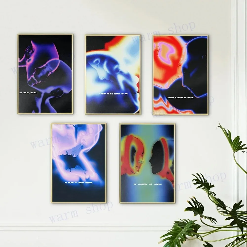 Psychedelic Another Dimension Surreal Couple Art Poster Chakra Abstract Female Vintage Canvas Painting For Bedroom Home Decor