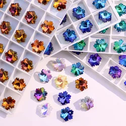 High Quality Snowflake Single Hole Pendant Crystal Glass Rhinestone Necklace Accessories Diy Handmade Earring Diamond