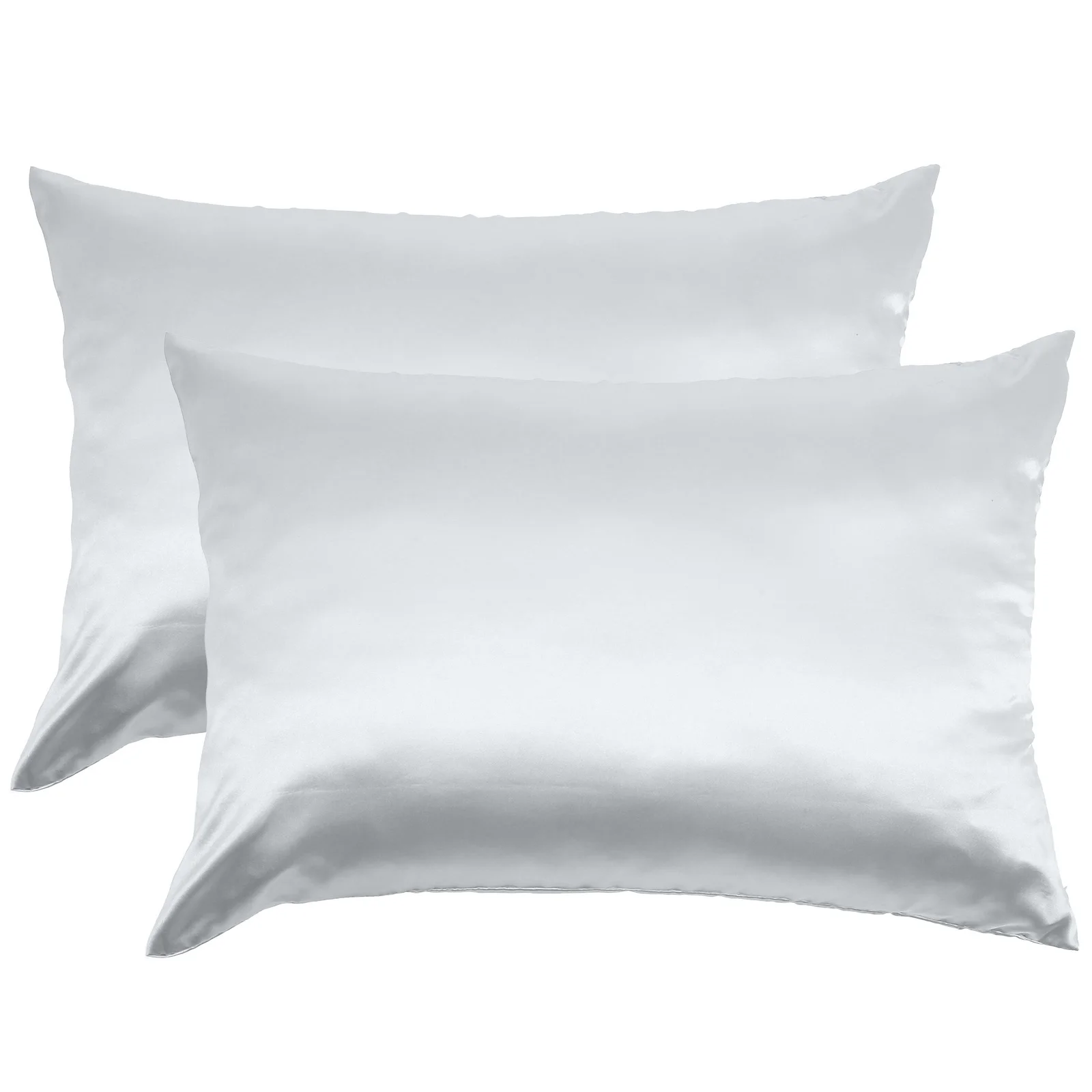 2Pcs Cooling Pillowcases Solid Color Polyester Pillow Cover Comfortable Skin-Friendly Bed Pillowcase Easy Clean Zipper Closure