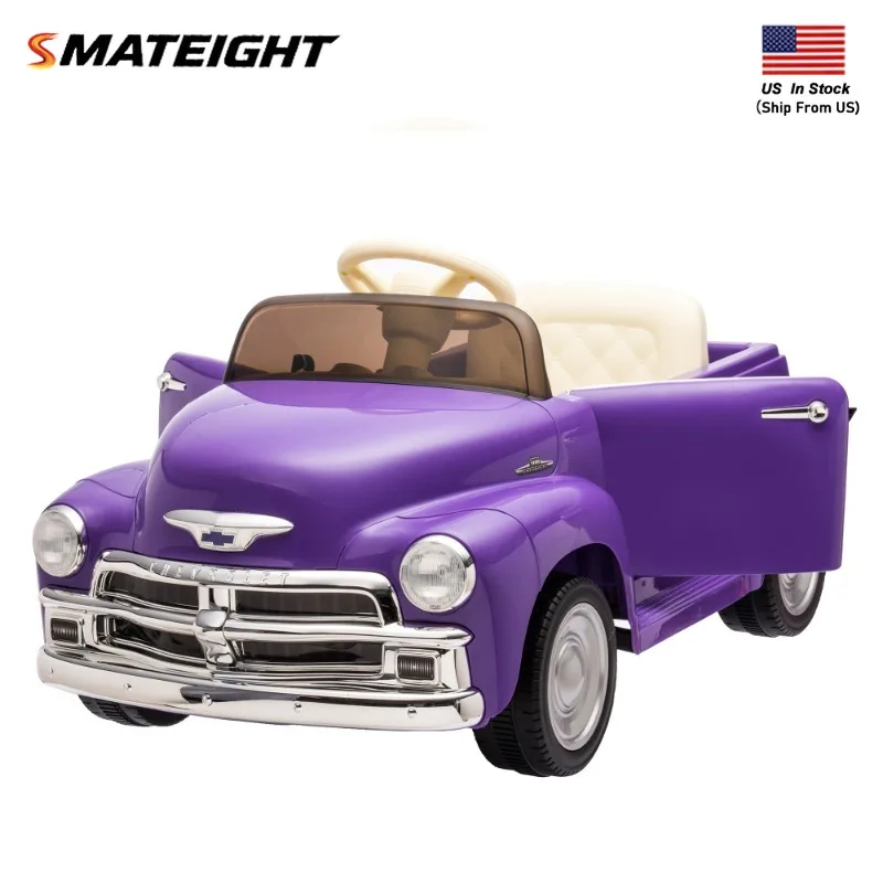 12V Kids Ride On Truck Car Licensed Chevrolet 3100 pick up,electric car for kid,Vintage Modeling,LED Lights,Bluetooth,USB,Age 3+