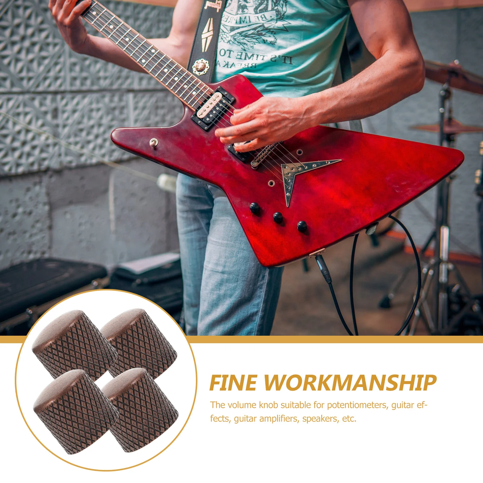 Boutons de Volume de guitare professionnels en métal, 4 pièces, pour contrôle de tonalité, pièces d'amplificateur de basse de guitare électrique, bouton de contrôle du Volume