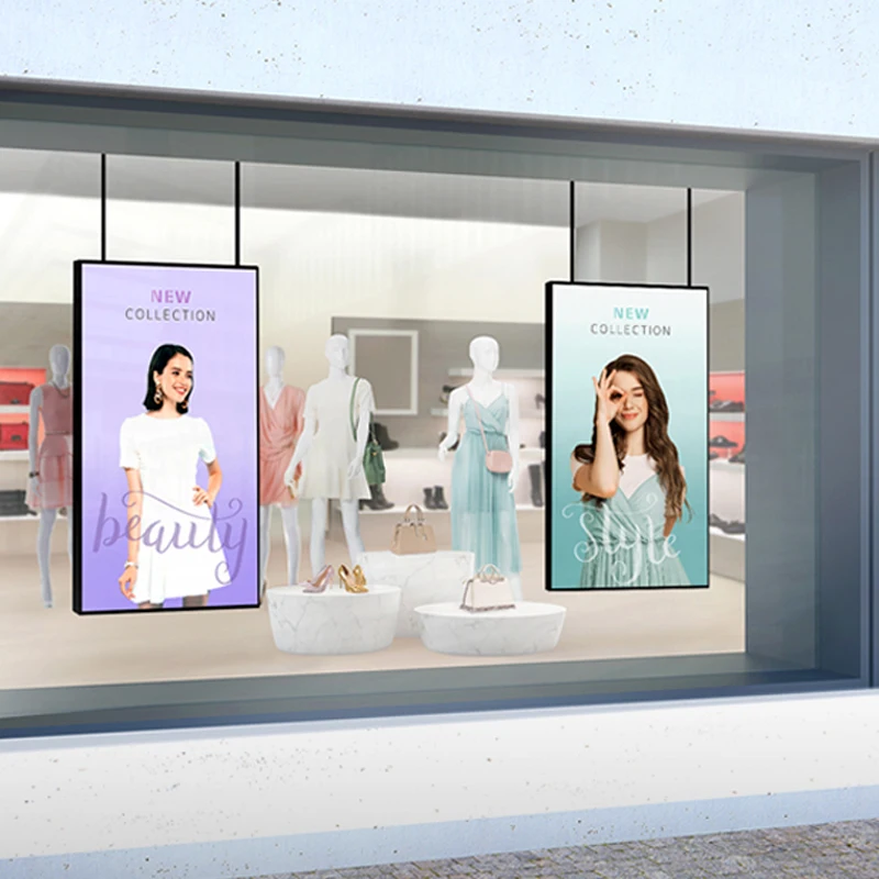 High-brightness indoor digital signage advertising screen 55-inch   -thin hanging LCD window display