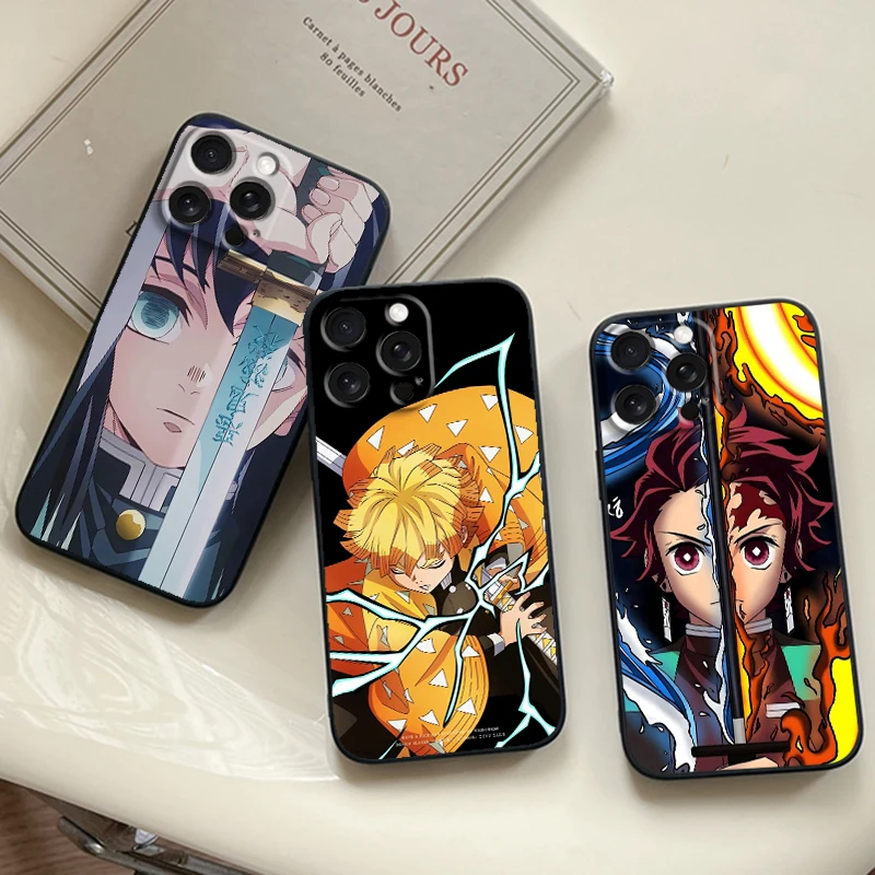 

Hot D-Demon Cute S-Slayer For iPhone 15 14 13 12 11 XS XR X 8 7 SE Pro Max Plus Mini Black Cover Phone Case