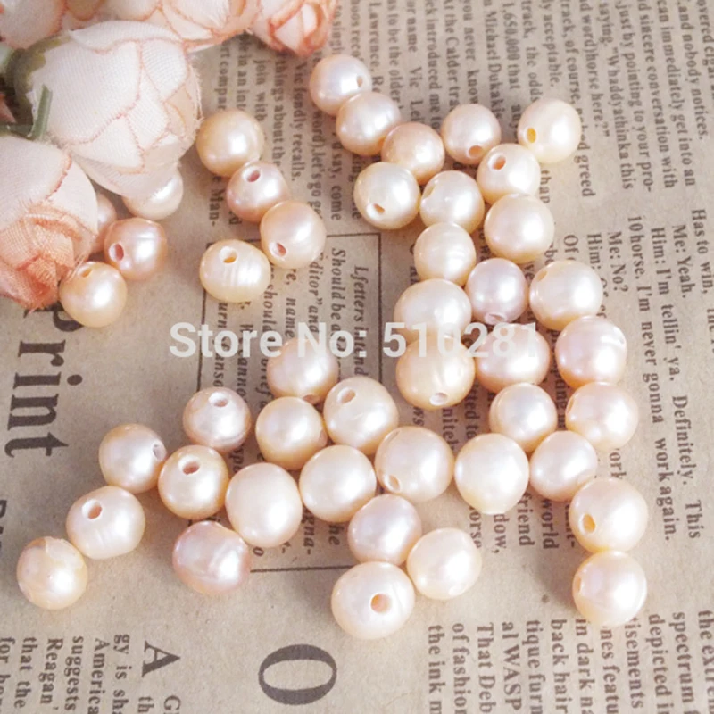 400piece 9-10mm 2mm hole Pink loose freshwater pearl beads for DIY jewelry