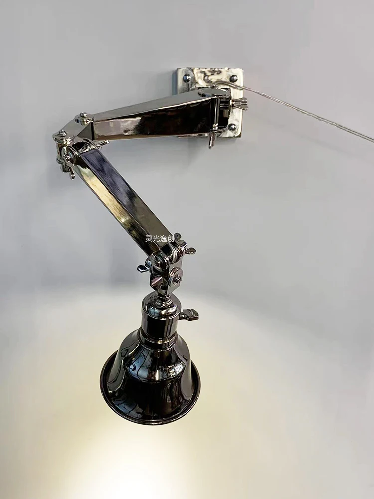 Retro Folding Arm Lamp, Lâmpada De Parede De Vento Industrial, Vento