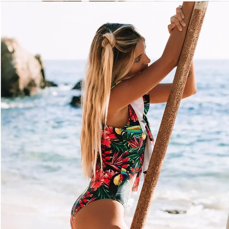 Maillot de bain une pièce, sexy, push-up, à volants, ajustable, pour femmes, vêtements de plage, 2024