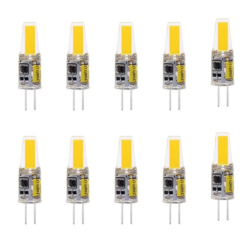A11I 10PCS Mini G4 LED COB Lamp 3W Bulb Candle Lights Replace 30W 40W for Chandelier Spotlight, AC DC12V Warm White