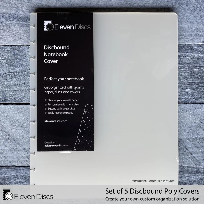 Junior Size Translucent/Clear Discbound Notebook Poly Covers, Compatible with Circa, Arc, and TUL (Set of 5)